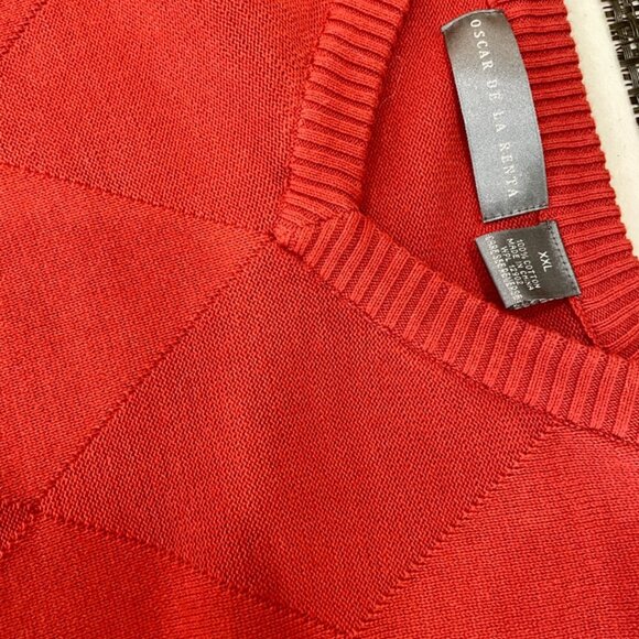 OSCAR DE LA RENTA SWEATER KNITTED 100% COTTON SZ XXL RED JUMPER AESTHETIC CORE - Picture 8 of 14